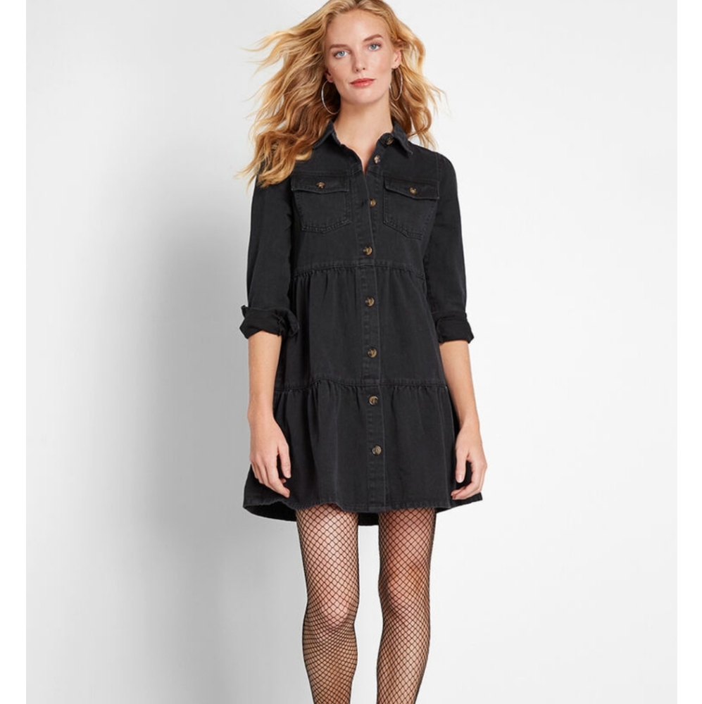 A Casual Spin Denim Mini Dress